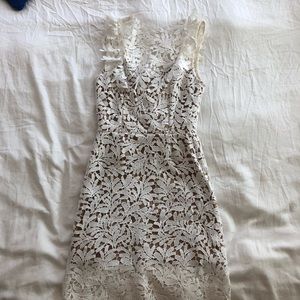 White Lace Dress w/ Nude Lining
